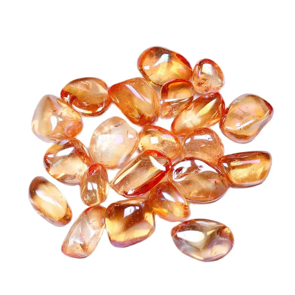 

100g/Bag Orange Natural Crystal Stone Clear Quartz Electroplated Large Grain Gemstone Reiki Energy Healing Decoration Stones