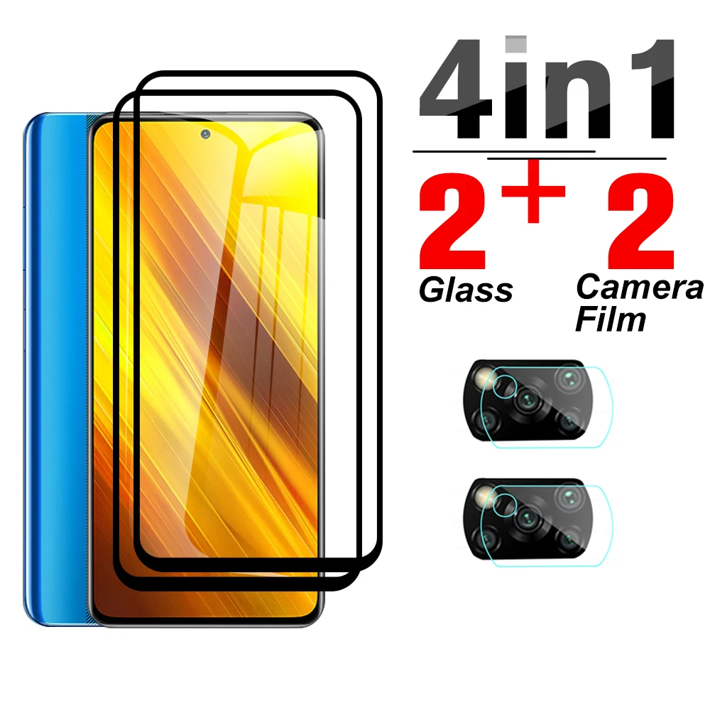 Закаленное стекло 4 в 1 для Xiaomi Poco X 3 Pro NFC PocoX3 PocophoneX3 защита объектива камеры