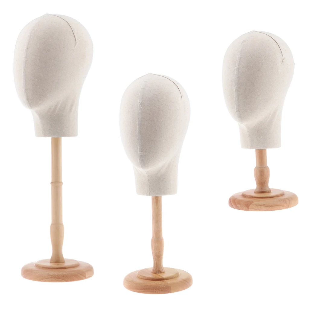 

Canvas Cover Mannequin Manikin Head Model Wigs Hat Glasses Display W/ Stand