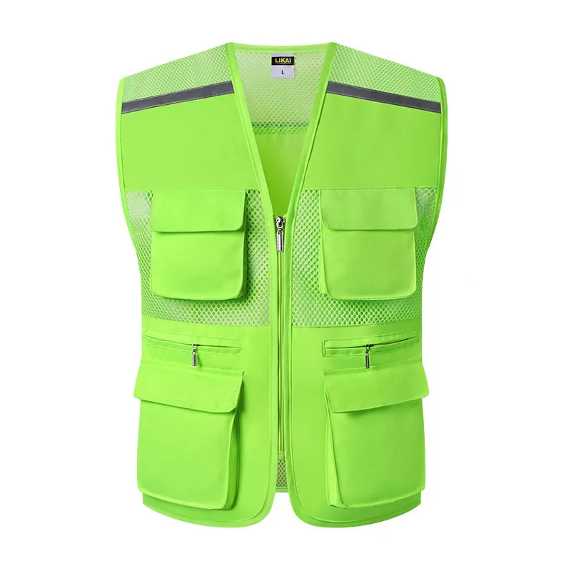 

Custom Design Multi-pocket Mesh Vests Print Logo Men Reflective Safety Vest Work Waistcoat Workwear Uniform