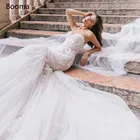 Booma, элегантные свадебные платья Русалочки, Милое Свадебное платье с открытой спиной, кружевные платья с аппликацией из тюля, Длинные платья невесты