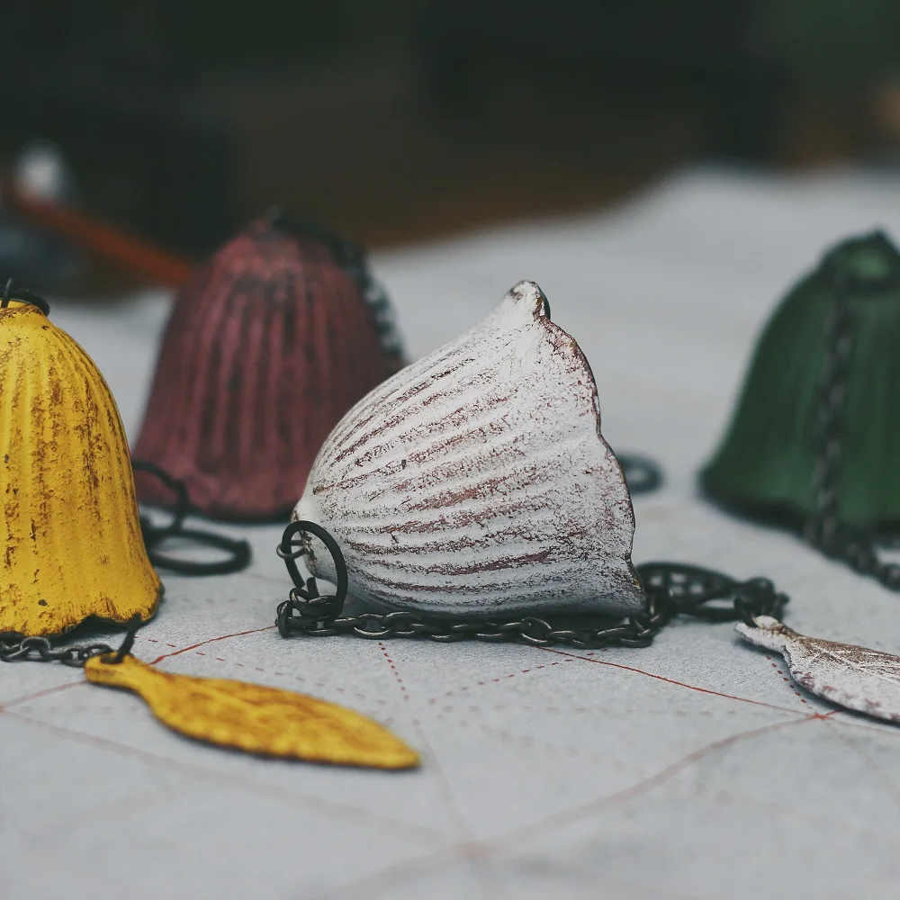 Японский Iwate Южный чугунный ветровой колокольчик подвесной трехосенний лист