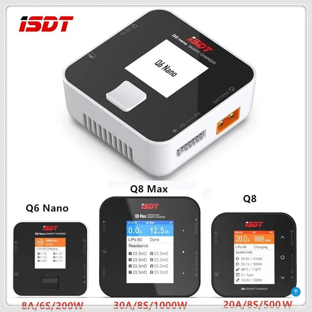 

ISDT Q8 MAX lite Q6 NANO BattGo 500W 20A High Power Battery Balance Charger Discharger for 1-8S Lipo Battery for RC FPV Drone