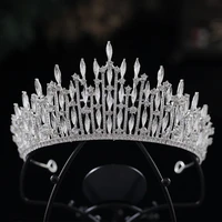 baroque luxury sparkling crystal drop bridal tiaras crown rhinestone pageant prom diadem bride headband wedding hair accessories