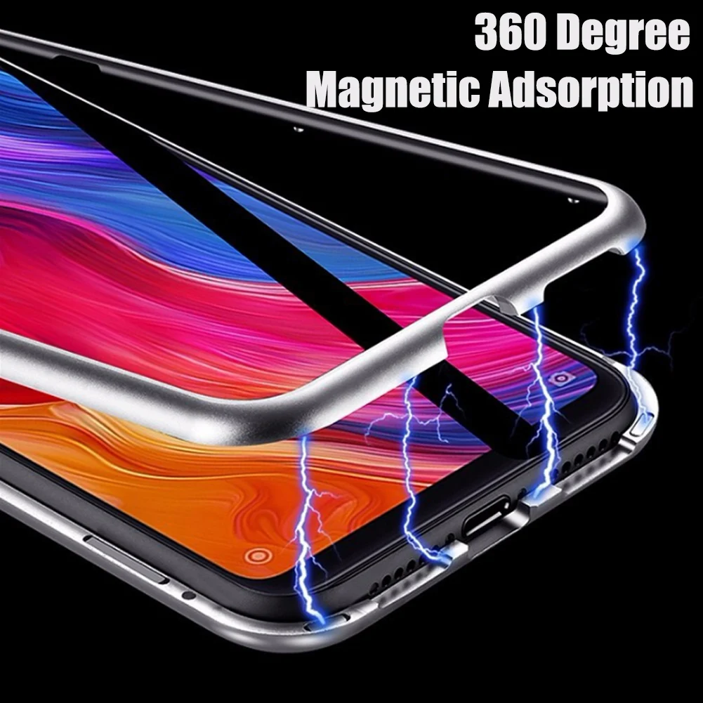 Магнитный адсорбционный чехол из закаленного стекла для телефона Xiaomi Redmi 5 6 7 Pro 360
