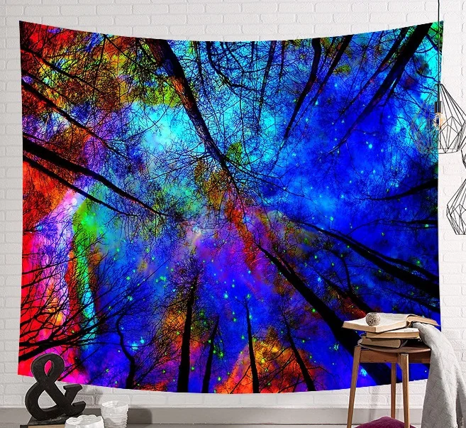 Модный декор для комнаты гобелен с изображением ночного огня жука разноцветные
