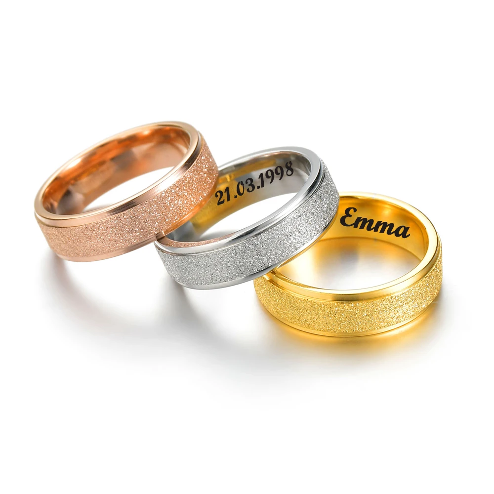 

Achherup Engrave Letter Stainless Steel Rings For Women Men Gold Forested Custom 6mm Square Glittle Rings Jewelry Birthday Gifts