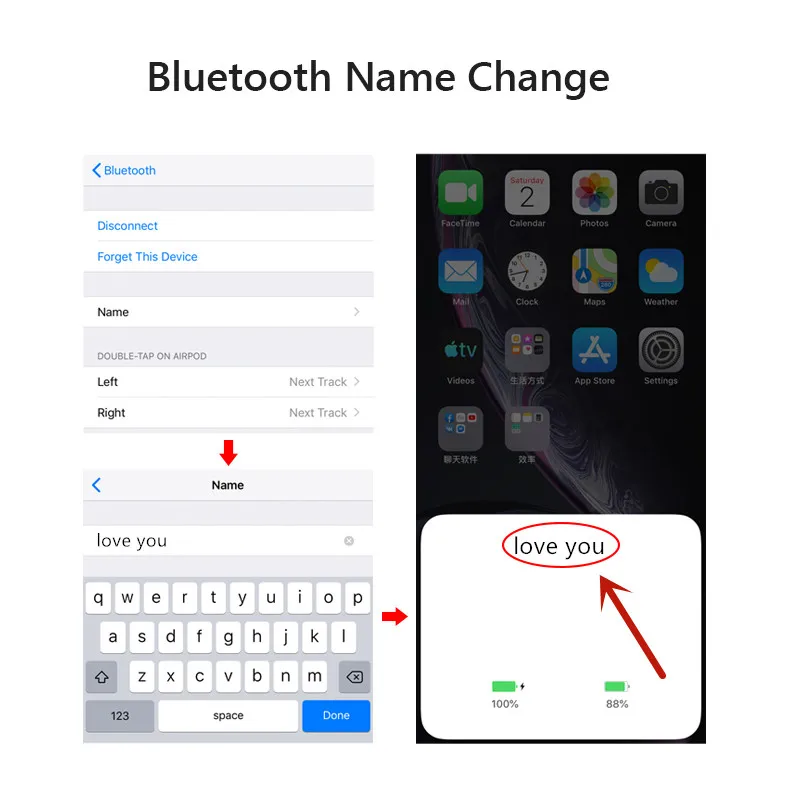 I500000 TWS изменить имя 3-го беспроводные наушники в ухо обнаружения Bluetooth спортивные