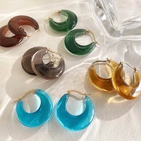 colorful transparent resin earrings for women korean style simple all match round circle new earings wholesale