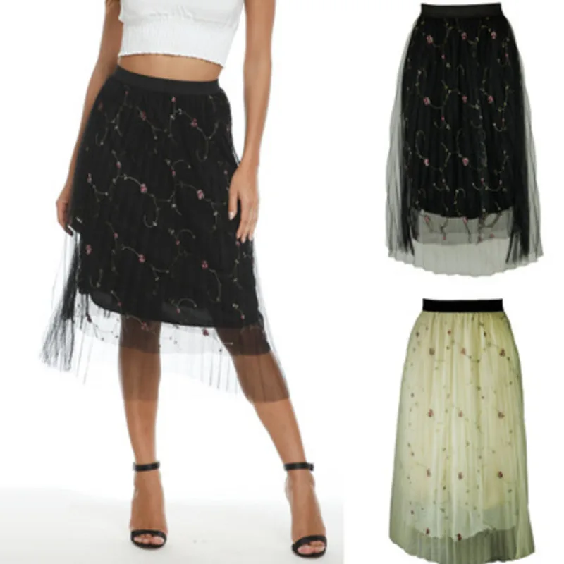 Женская сетчатая юбка средней длины Повседневная Свободная эластичная пляжная