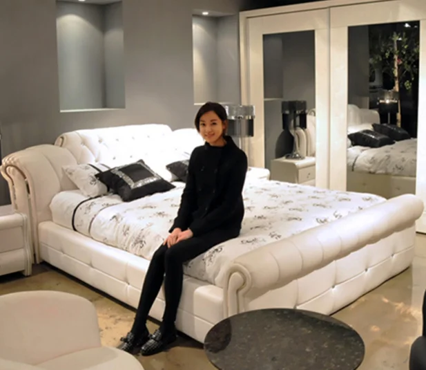 150X200cm bed 1,5 м 1,8 м белая европейская кожаная кровать для спальни# CE-095 - Цвет: 150X200cm bed