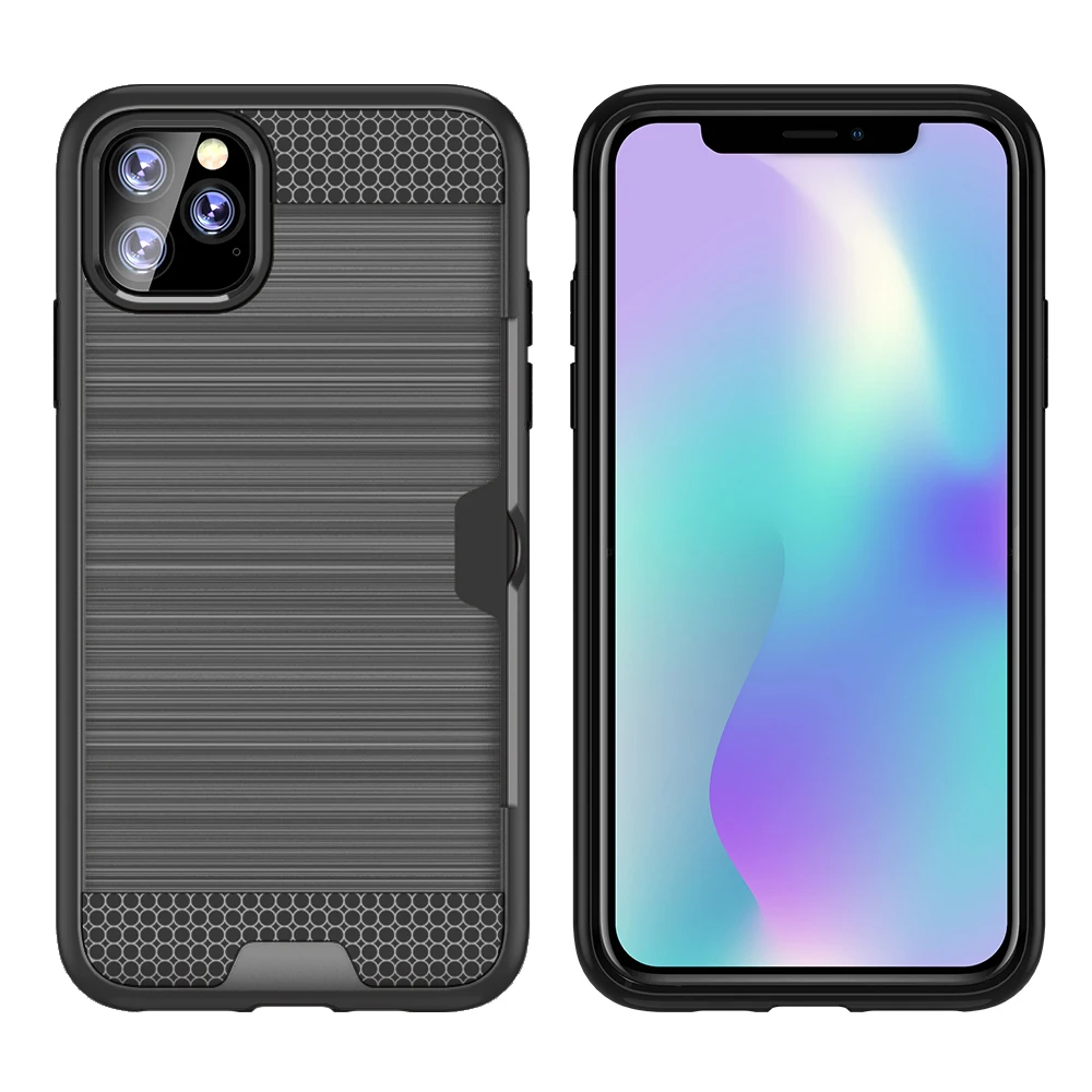 Сильный Мягкий Силиконовый протектор чехол для iPhone 5 5S SE 6 6S 7 8 Plus 11 Pro Xs Max X XR задняя крышка чехол держатель для карт сумки Coque - Цвет: Gray