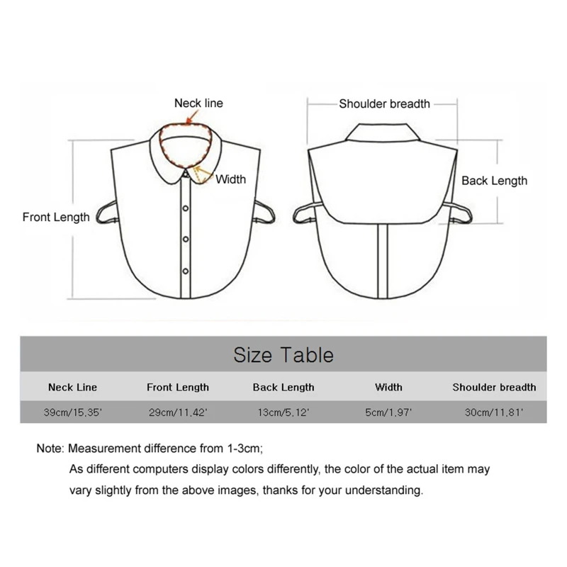 

Women Punk Style Spiked Rivets Studded False Fake Collar Button Down Detachable Lapel White Half Shirt Decorative Dickey