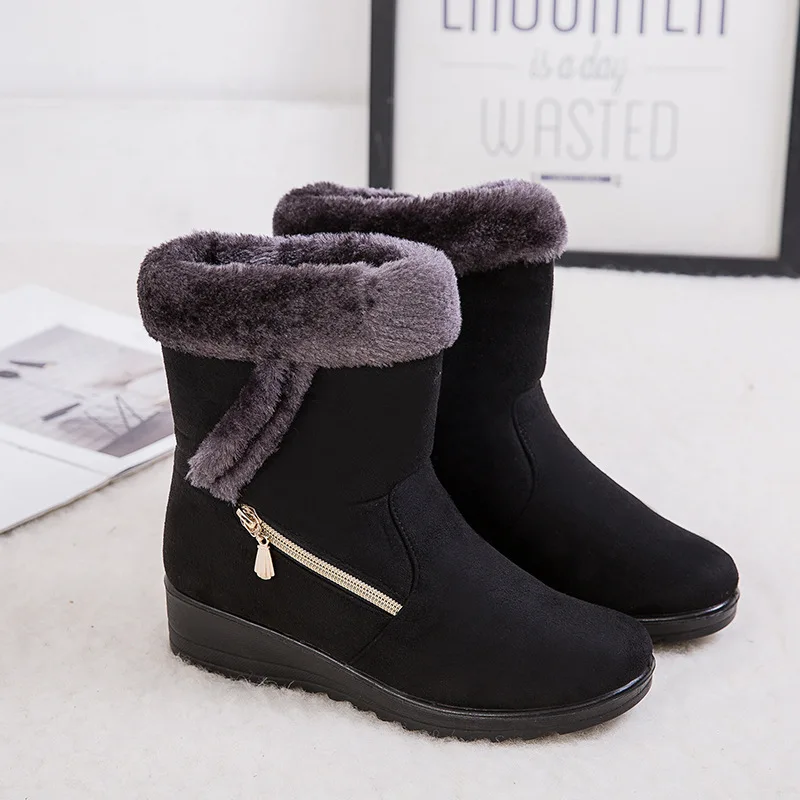 

Women's Short Boots Winter New 2021 Plush Zipper Snow Boots Warm and Non-slip Leisure Flat-bottomed Large Size Women's Boots