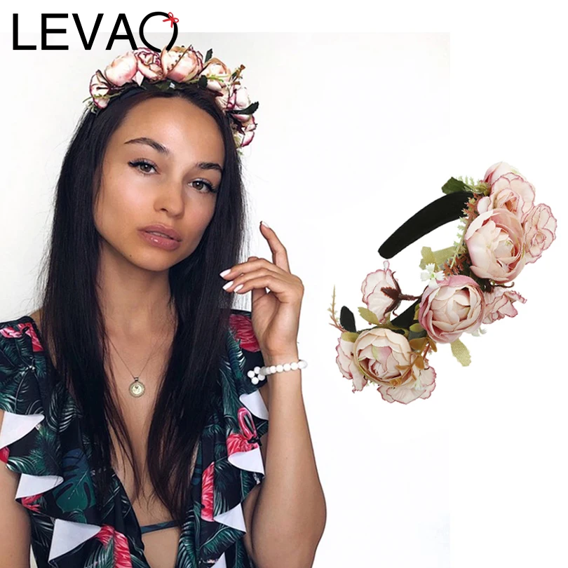 LEVAO Праздничная Корона цвета шампанского для женщин, свадебный цветок, венок в виде листьев, цветочный головной убор для девочек, аксессуары для волос