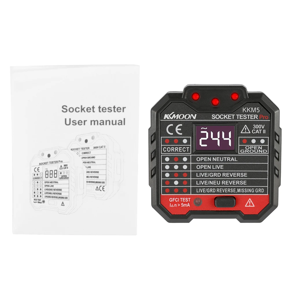 Электрическая розетка KKmoon KKM5 RCD тестер напряжения детектор заземления нулевой