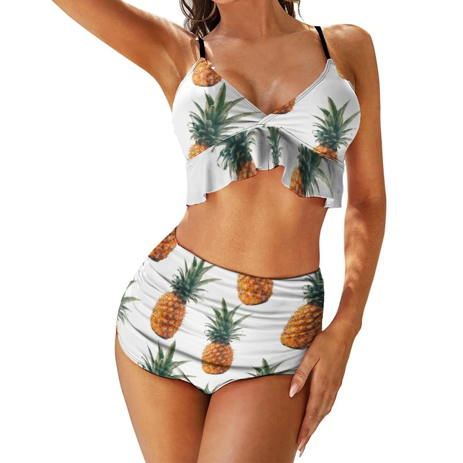 

Pineapple Bikini Swimsuit Sleeveless Bulk Modern Swimwear Bathing 2 Piece Big Chest Bathing Suit