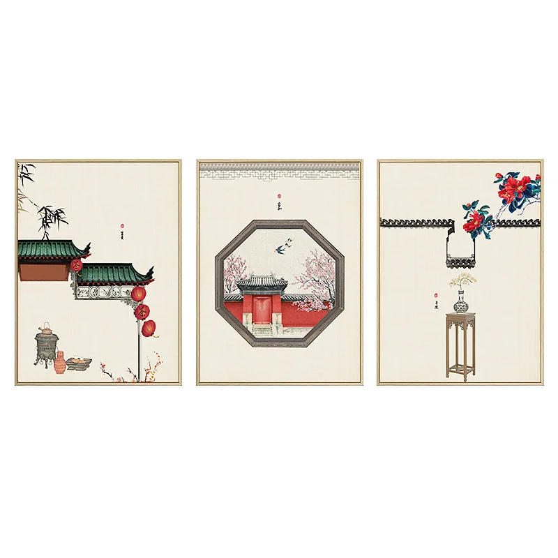 

New Living Room Decoration Chinese Scroll Painting, Mural Restaurant Triptych Wedding Room Hanging Painting Bedside Sofa