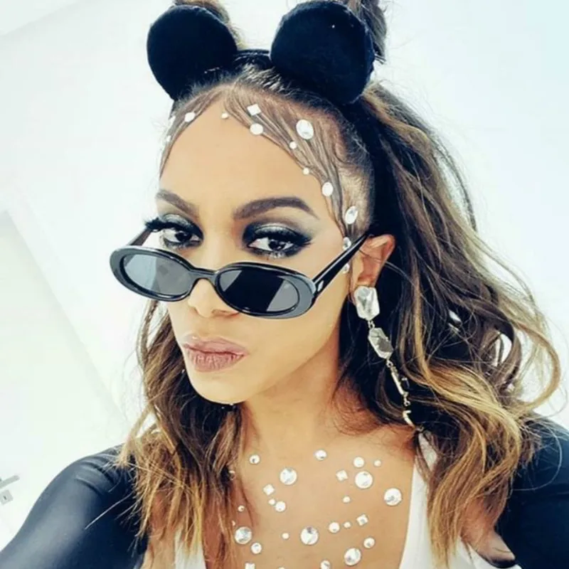 

Black Retro Sunglasses Oval glasses 2021 Women Retro Brand Designer Vintage Ladies Cat Eye Pink Sun Glasses UV400 Nicki Minaj