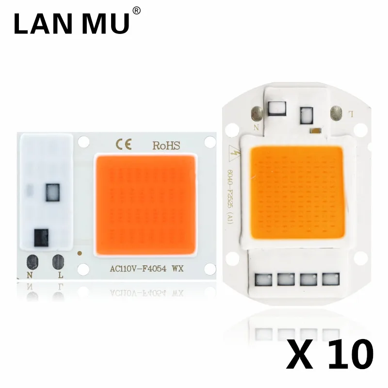

10pcs Hydroponice 10W 20W 30W 50W Cob Led Grow Light Chip AC 110V 220V Full Spectrum For Indoor Plant Seedling Grow and Flower