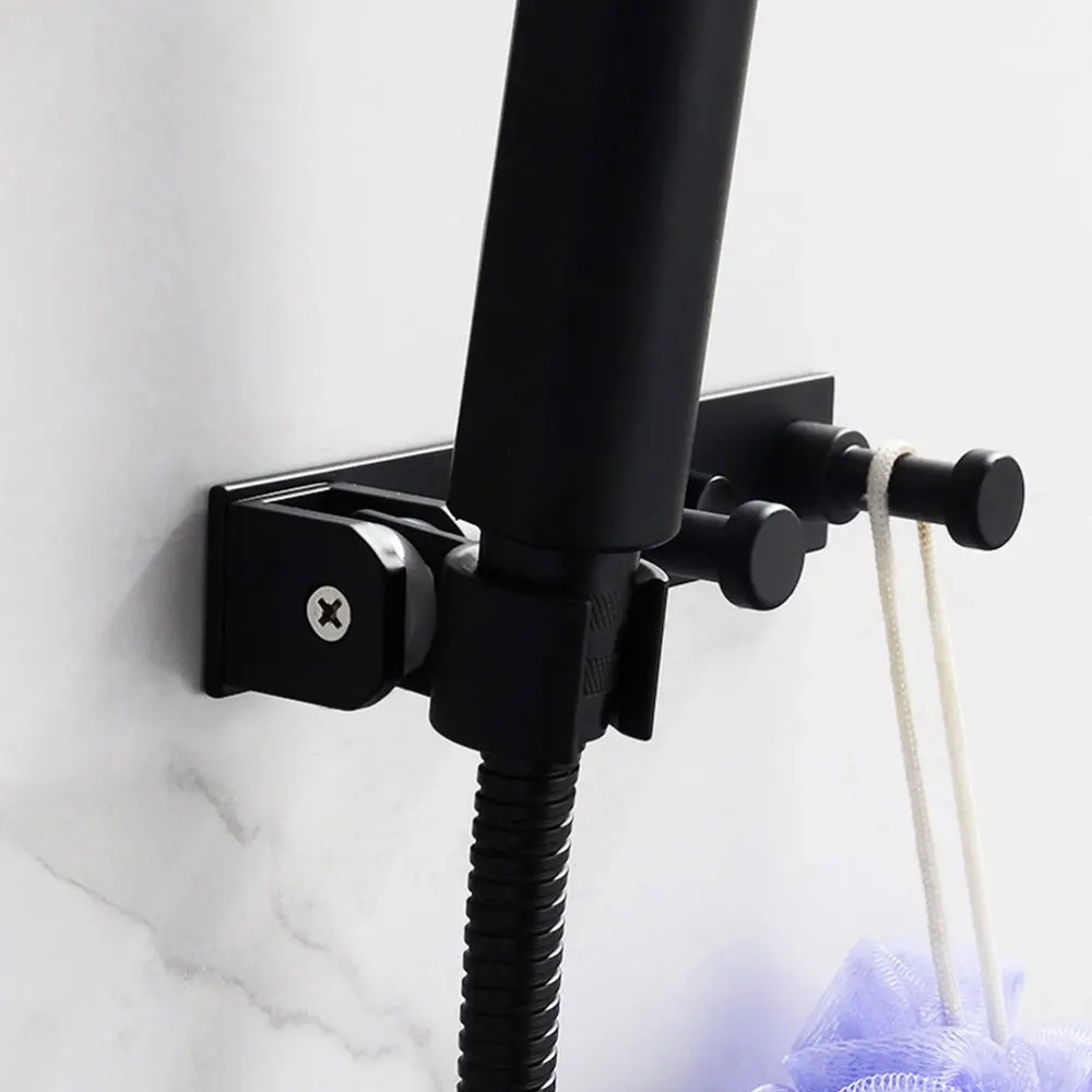 

1Pc Aluminum Bathroom Storage Rack Creative Sprinkler Holder with Hook Black
