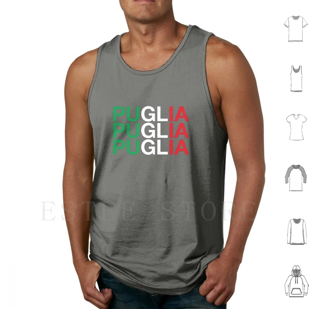 

Puglia Italian Flag Tank Tops Vest Cotton Puglia Italia Italy Italian Pari Adriatic Sea Typography Green White Red Italy Flag