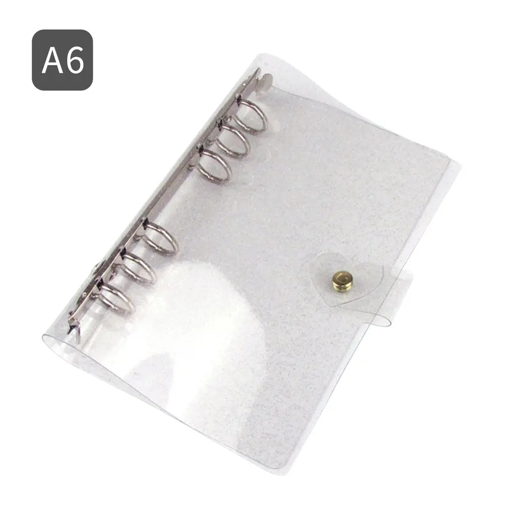 

6 Holes Notebook Transparent Color PVC Clip File Folder Loose Leaf Hand Book Ring Binder Planner School Office