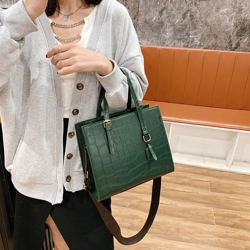 

High Quality Satchels Bucket Bag 2021 Women High-quality Leather Tote Bag Large-capacity Crocodile Pattern Handbag Shoulder Bags