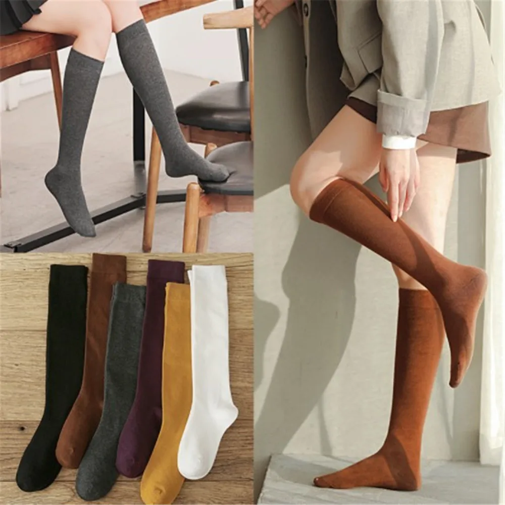 1 пара женщин белые спортивные носки из хлопка на осень и зиму модные длинные