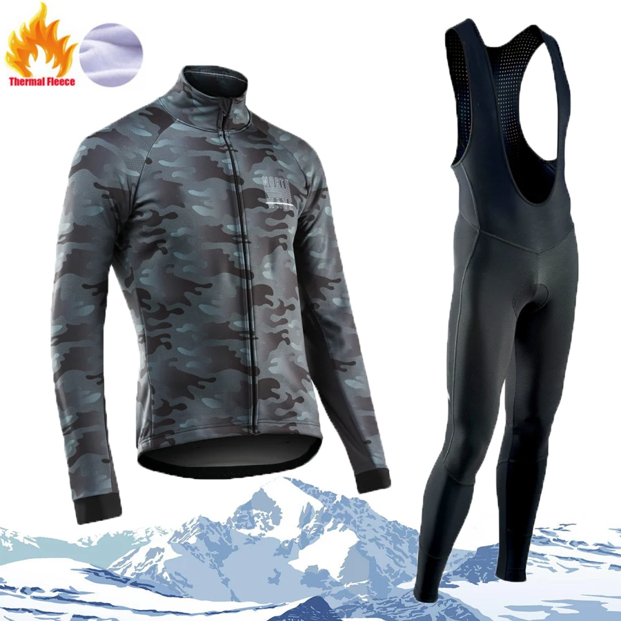 

Winter Men's Overalls Plus Velvet Warm And Comfortable Bicycle Mountain Suit Suit With Reflective Strips Cycling suit