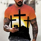 Мужская футболка с 3D-принтом Иисуса, Повседневная Универсальная футболка большого размера с короткими рукавами и круглым вырезом, уличная одежда, Новинка лета 2021