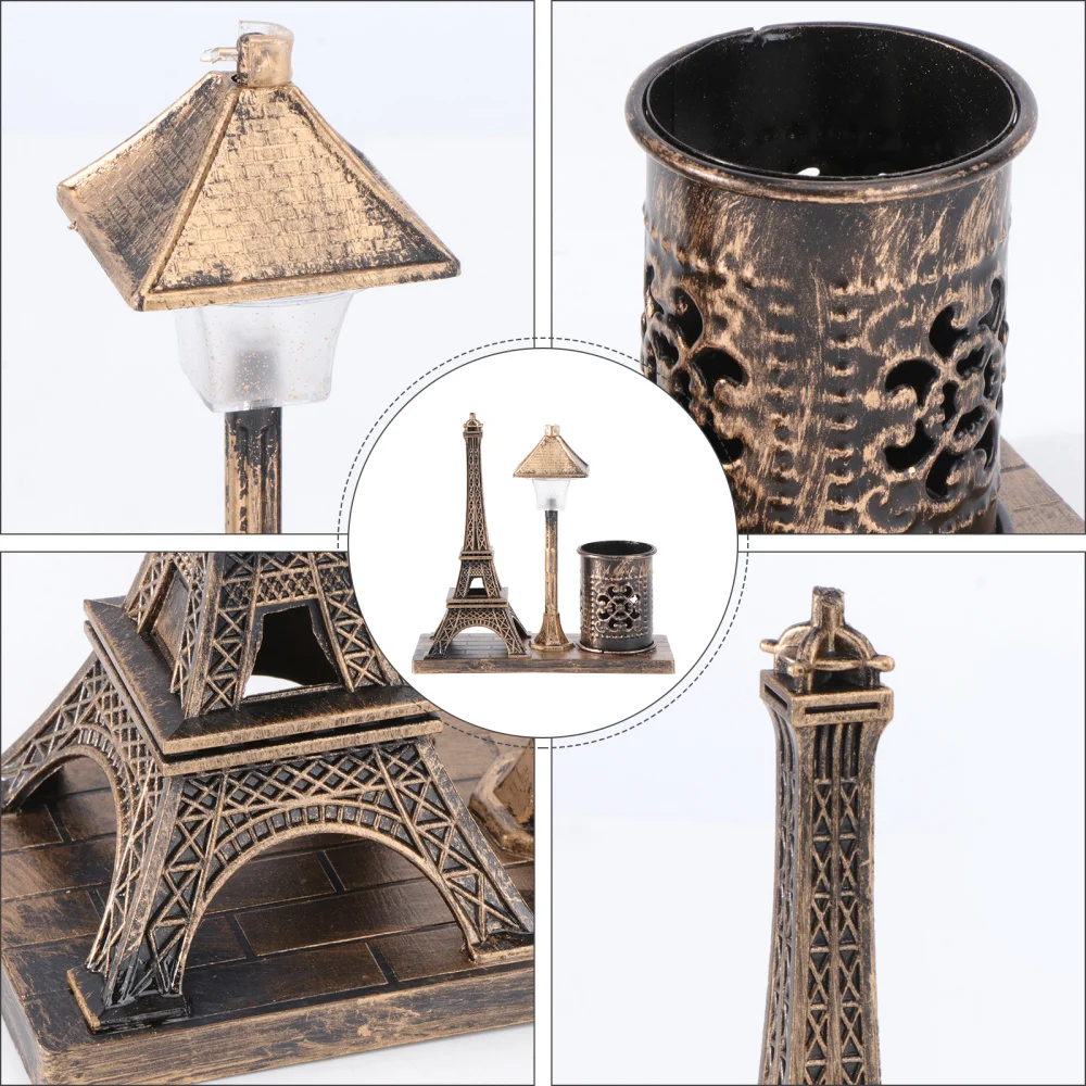 

1pc Retro Art Crafts Road Lamp Shape Night Light Pen Case Tabletop Ornament