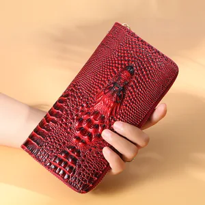new womens wallet crocodile pattern money bag fashion purse phone bag portfel damski clutch bag card holder cartera mujer free global shipping
