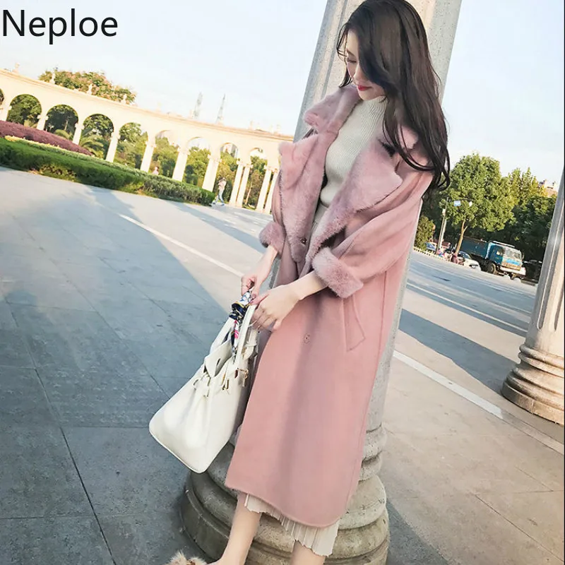 Новинка 2021 плотное корейское облегающее зимнее пальто Neploe средней длины Женская