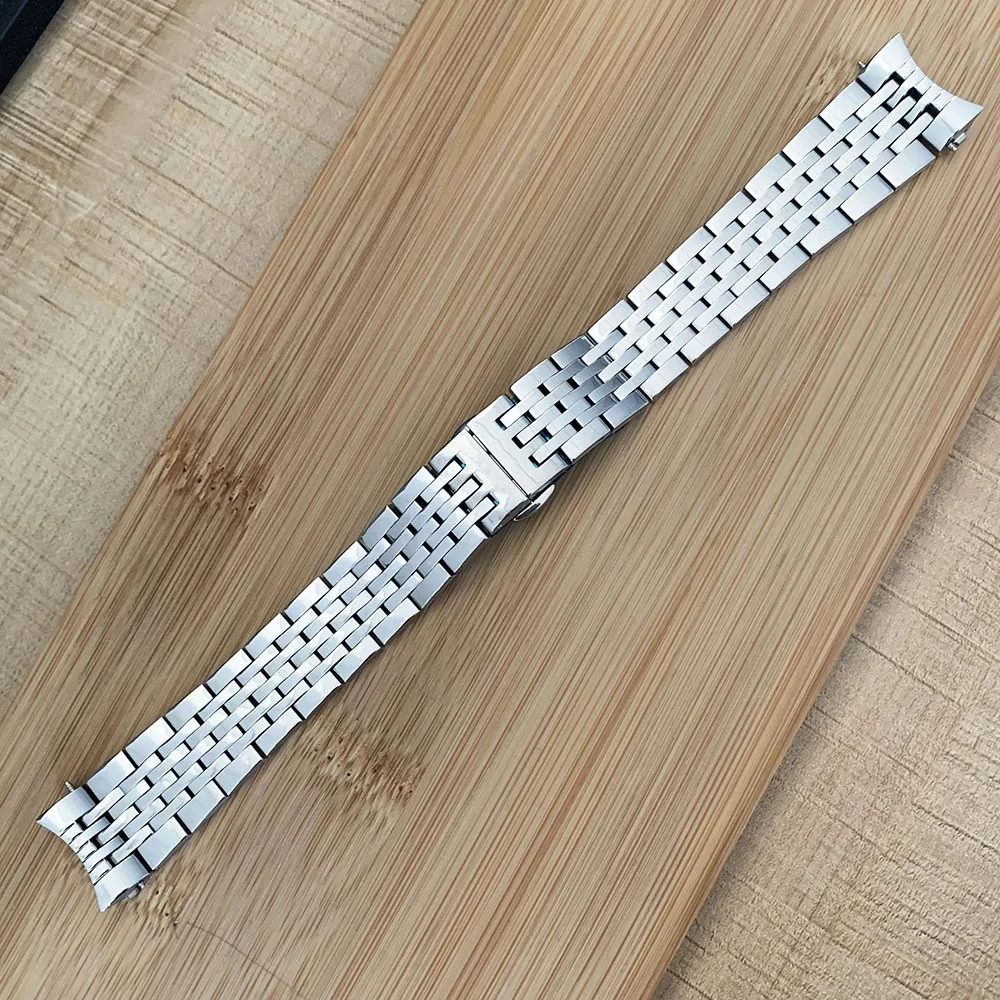 Stainless Steel Curved End Solid Metal Watchband 19mm Silver For TISSOT Watch band 1853 T41 T006T4  Bracelet Strap