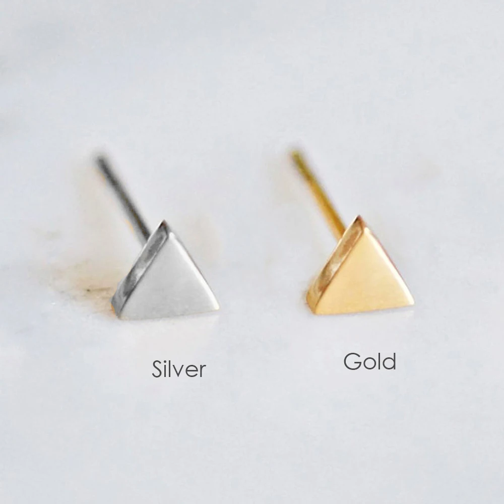 Women's Earrings Small Triangle Stainless Steel for women Career style Minimalist Studs Costume Jewellery girls | Украшения и