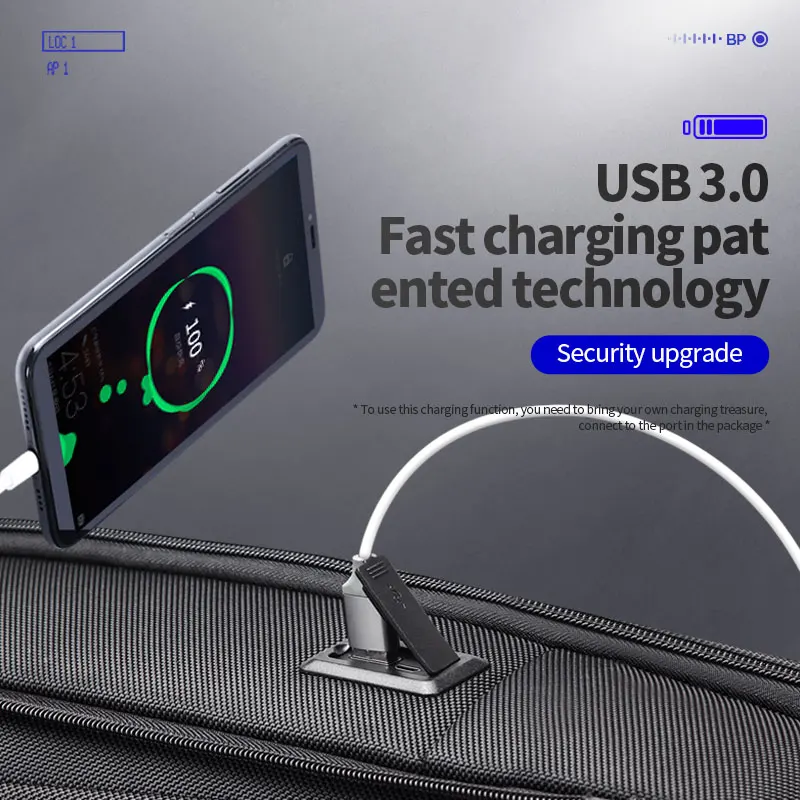 Деловой рюкзак BOPAI для мужчин функциональный Повседневный ранец Два в одном с