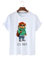 womens tees creative funny bear pattern printing shirt casual breathable round neck short sleeve t shirt