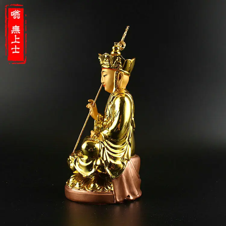 Chinese Resin Gild Buddhism Ksitigarbha Boddhisattva Budhha Hold Crosier Statue | Дом и сад