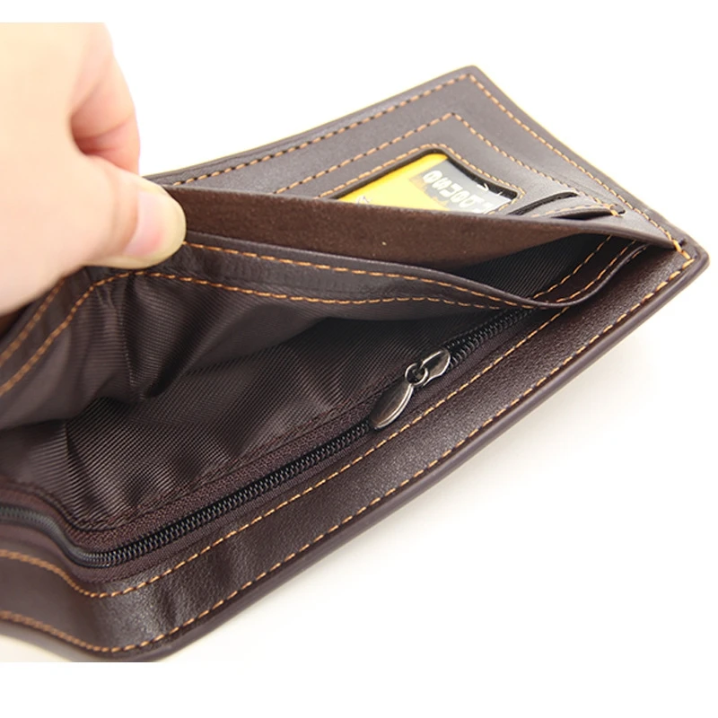 

Casual Men's Wallet Thin Money Bag Solid Color Leather Business Short Wallet Famous Walltes Multi-card Soft Purse Men Carteras