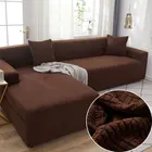 Эластичный чехол для дивана из плюшевой ткани, однотонный L-образный, требуется 2 предмета, чехлы для гостиной, эластичный чехол для дивана