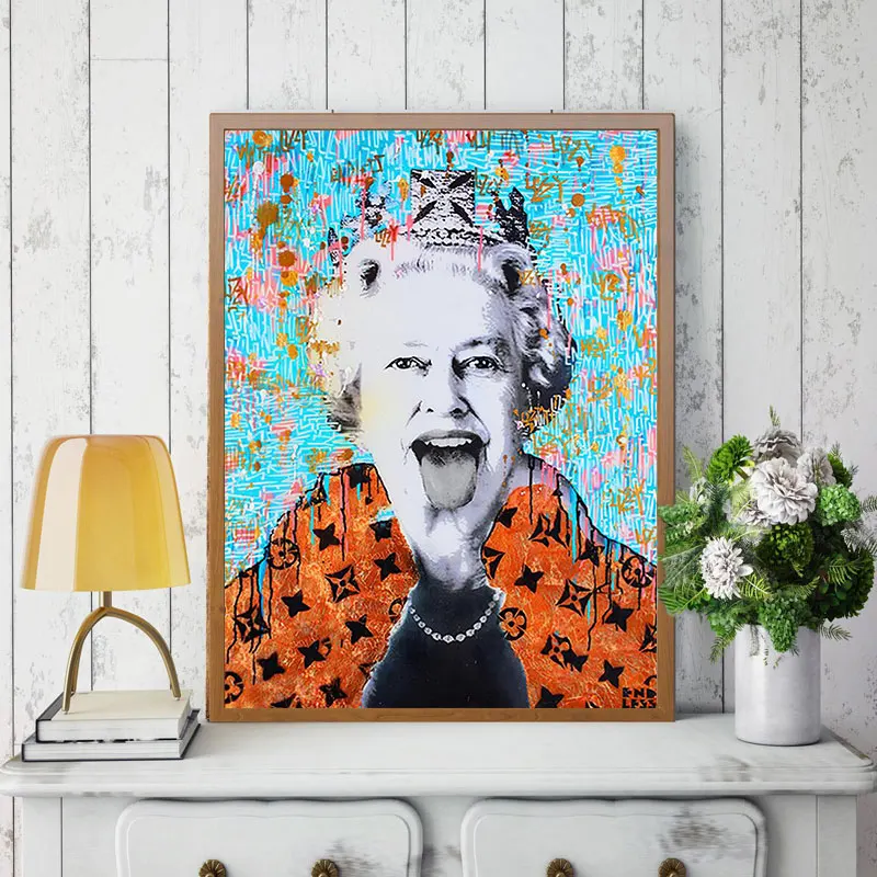 

Graffiti Pop Art Queen Portrait Canvas Painting Wall Street Art Posters and Prints for Living Room Home Decoration Cuadros