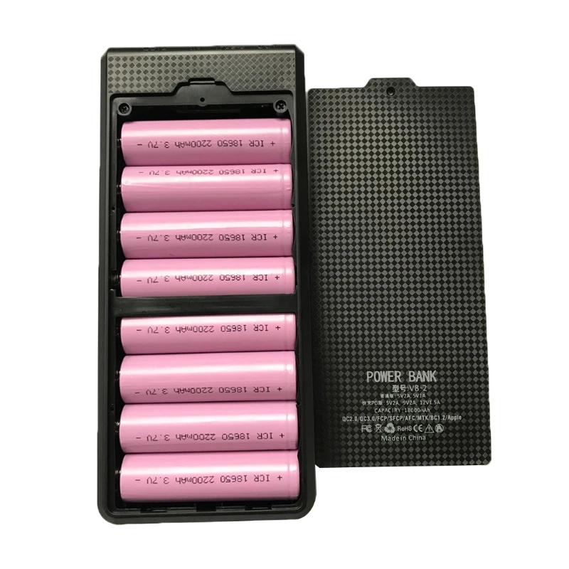 Прочный съемный чехол для внешнего аккумулятора с двумя USB и ЖК-дисплеем 8x18650