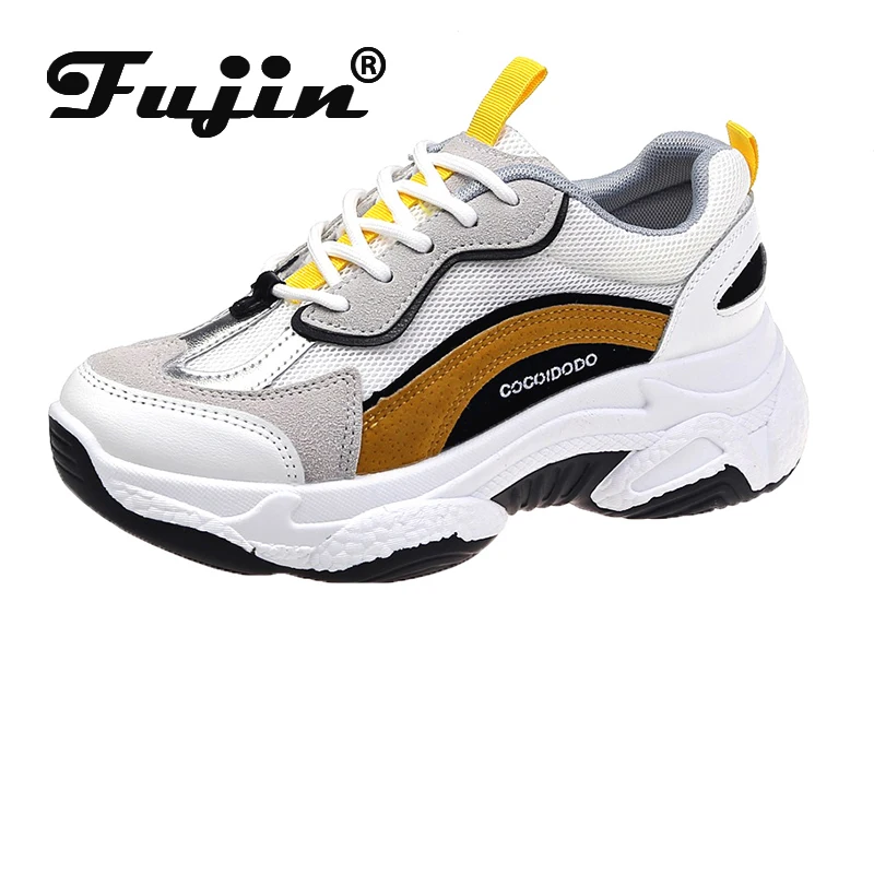 Женские кроссовки на толстой подошве Fujin Модные дышащие с сеткой платформе для