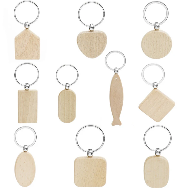 5/10 шт. пустой деревянный брелок круглый прямоугольный DIY рекламный ярлык