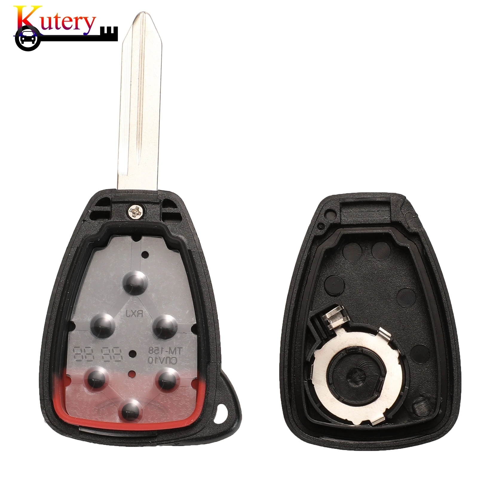 

Kutery Remote Key Shell For Chrysler Jeep Dodge Car Key Case Cover 3/4/5/6 Buttons With Uncut Blade Blank Fob Case