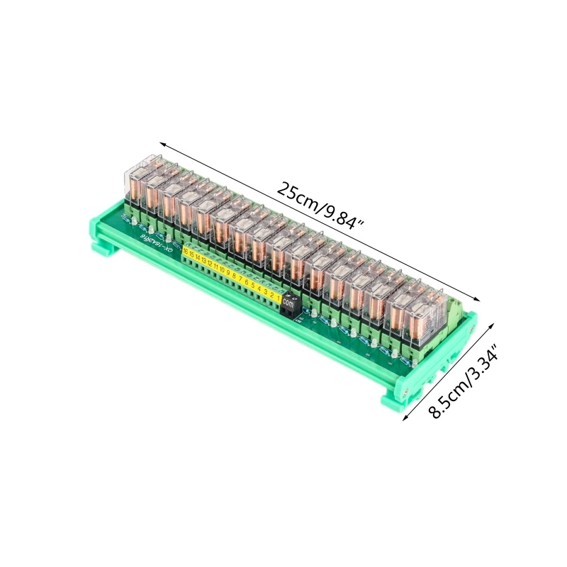 

16 Channel 1 SPDT DIN Rail Mount OMRON G2R 24V DC / AC Relay Module Interface