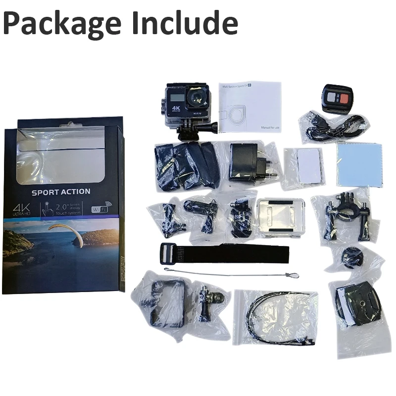 

Ultra HD 4K Action Camera Wifi Touch Dual Screen Remote Control 12MP Underwater Waterproof Helmet Sports Video Recording Camera