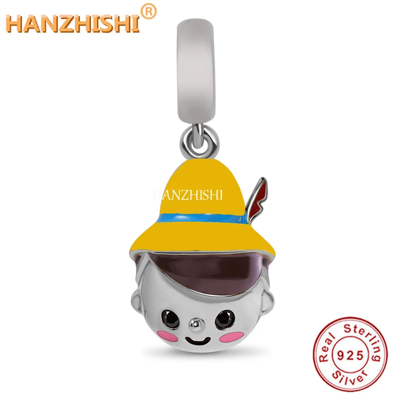

2021 925 Sterling Silver Cute Yellow Hat Girl Beads Charms Fit Original Pandora Charm Bracelet Necklace Jewelry Making Berloque