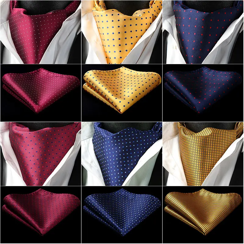 HISDERN клетчатый аскотский галстук тканый классический мужской красный желтый